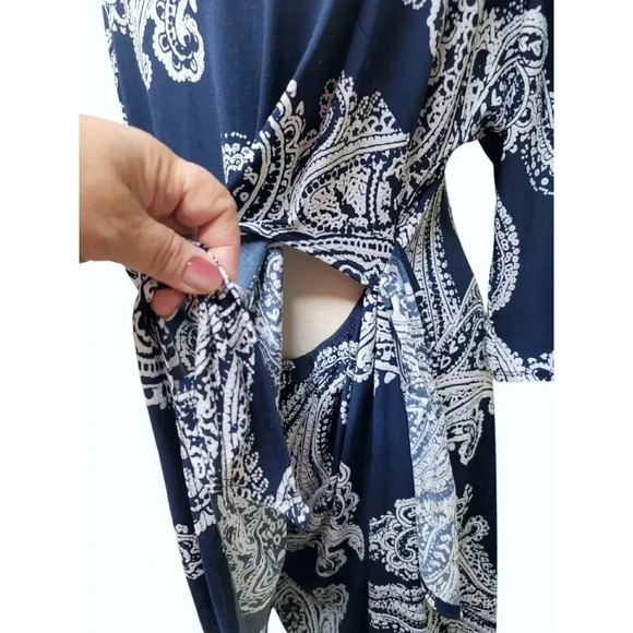 Roz & Ali Woman Navy & White Faux Wrap Skirt Dress Sz 1X - Picture 5 of 8